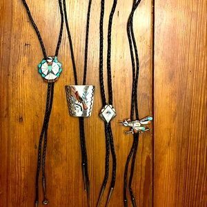 Handcrafted Silver and Turquoise Southwest Native American Bolo Ties